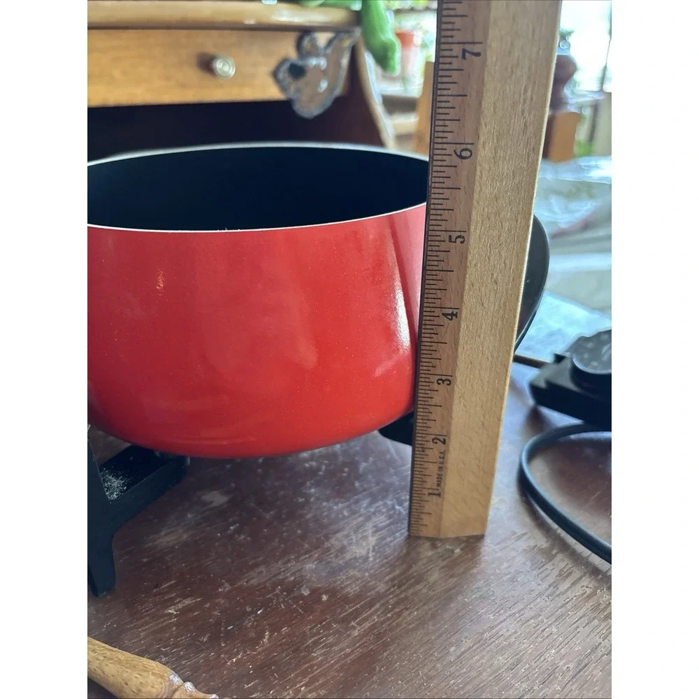 West Bend 3 Qt Red Electric Fondue Pot TESTED WORKS Vintage